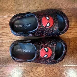 Spiderman Kids Black & Red Webbed Slip-On Sandals